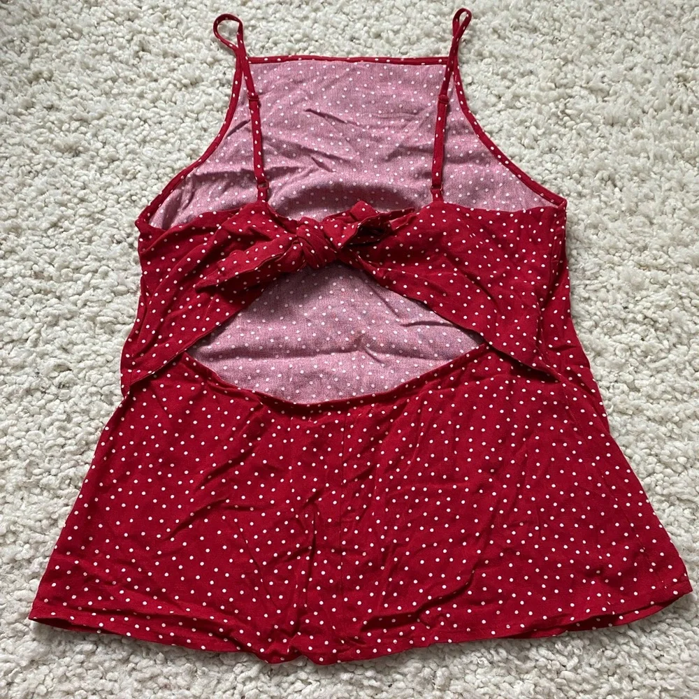Francesca’s Boutique Miami Red and White Polka Dot Tank Top - Picture 2 of 6